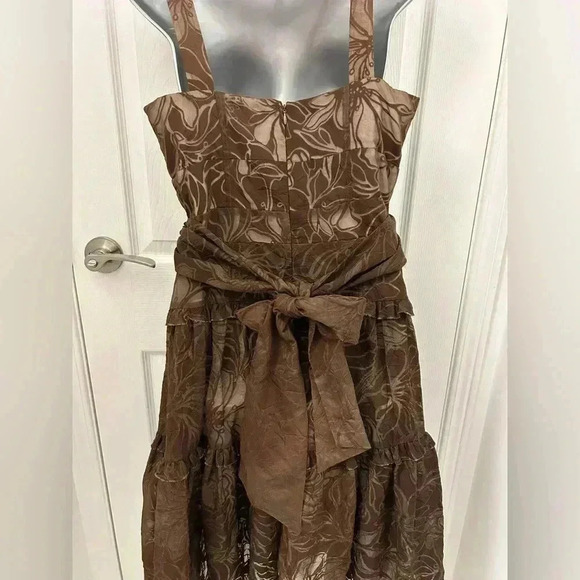 BCBG Brown, Ruffle Skirt Dress, Sz 12 - Picture 3 of 8